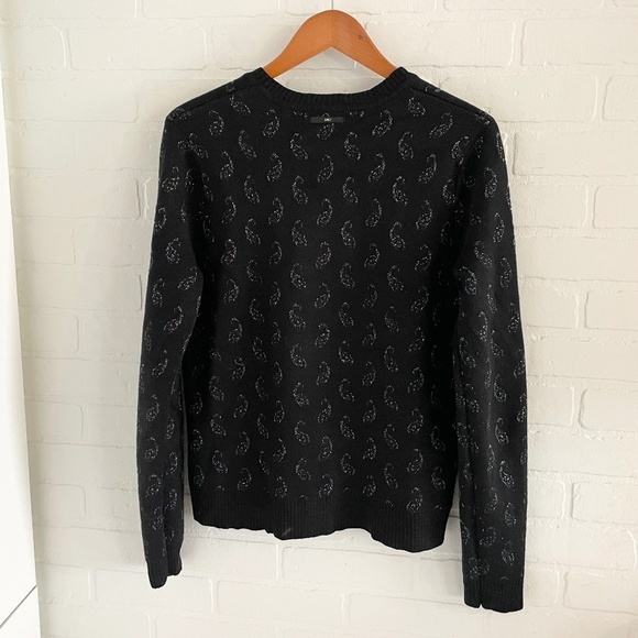 Revolve x Obey Knit Sweater Wasteland Paisley Rainbow Shimmery Cotton Black Sz M - Picture 5 of 15